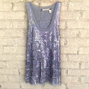 Chelsea & Violet Grey sequin and mesh racer back tank top. Size S